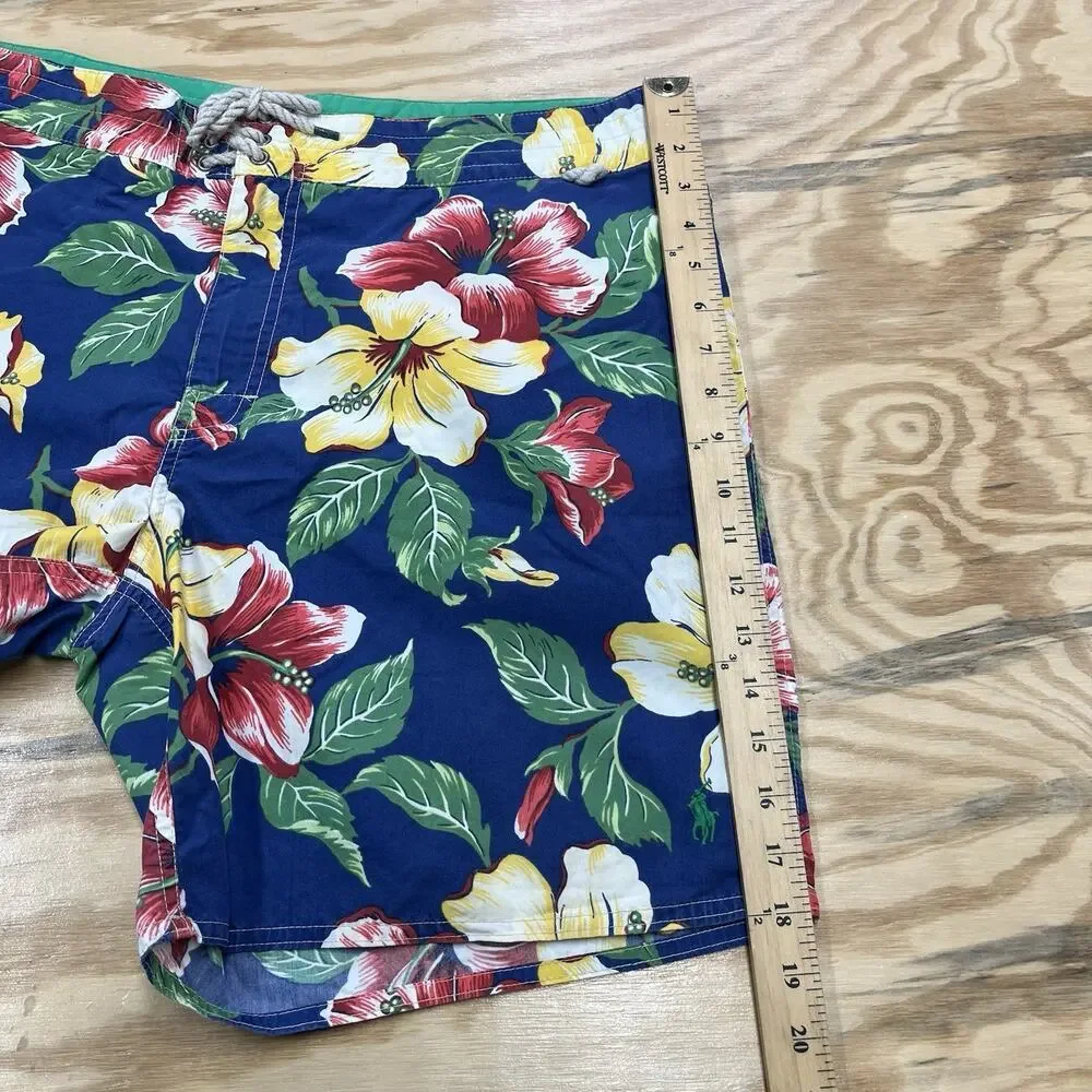 Polo Ralph Lauren Swim Trunks Mens 38 Floral Hawaiian Mesh Lined Drawstring